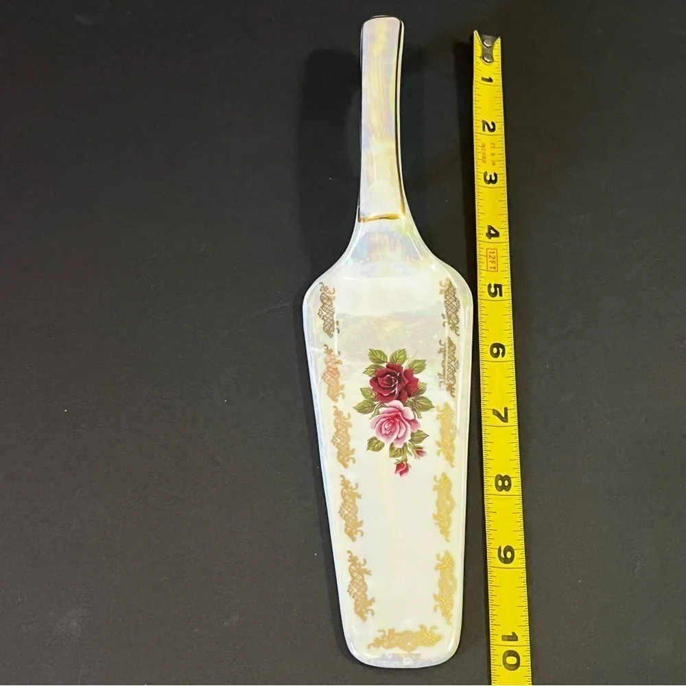 Victorian Cake/Pie Server Rose Porcelain Iridescent Pink Romantic Wedding Bride